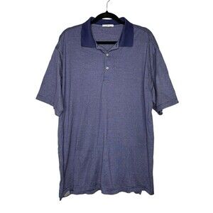 Peter Millar Mens Striped Golf Polo Shirt Cascata Golf Club Logo Sz XXL Blue